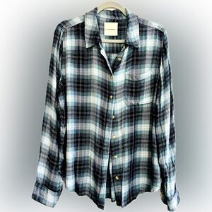 Lucky Brand Women's Cloud Plaid Boyfriend Flannel Shirt